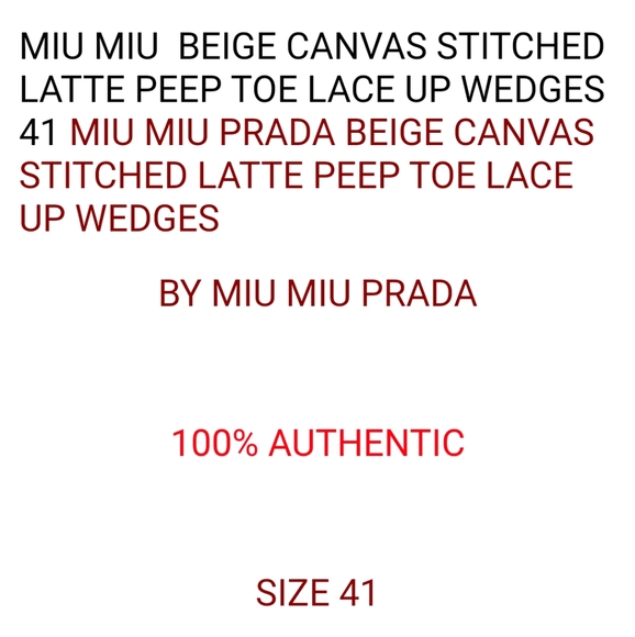 MIU MIU CALZATURE DONNA PEEP TOE LACE UP  PLATFORM WEDGES 41 - Picture 7 of 7